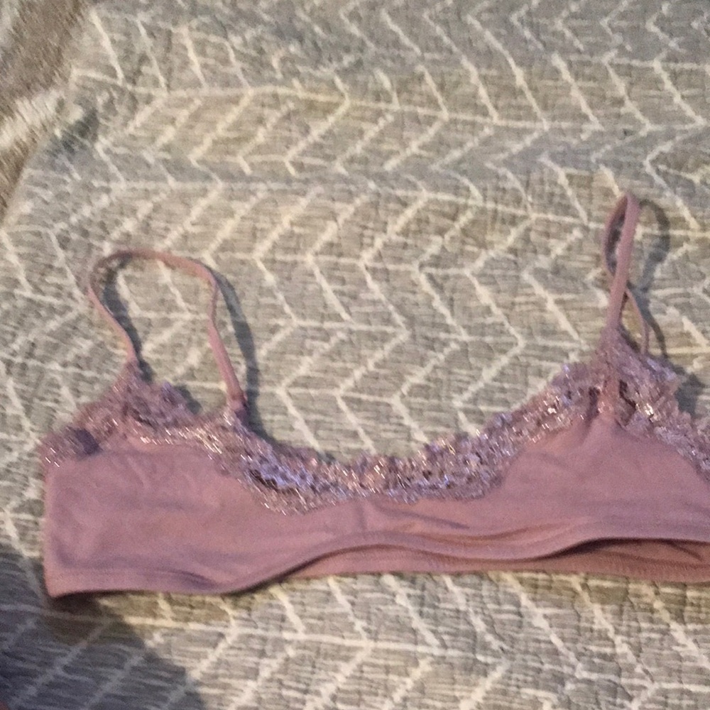 Lace Trim Bralette inlavender fits everybody bra unlined great for every day